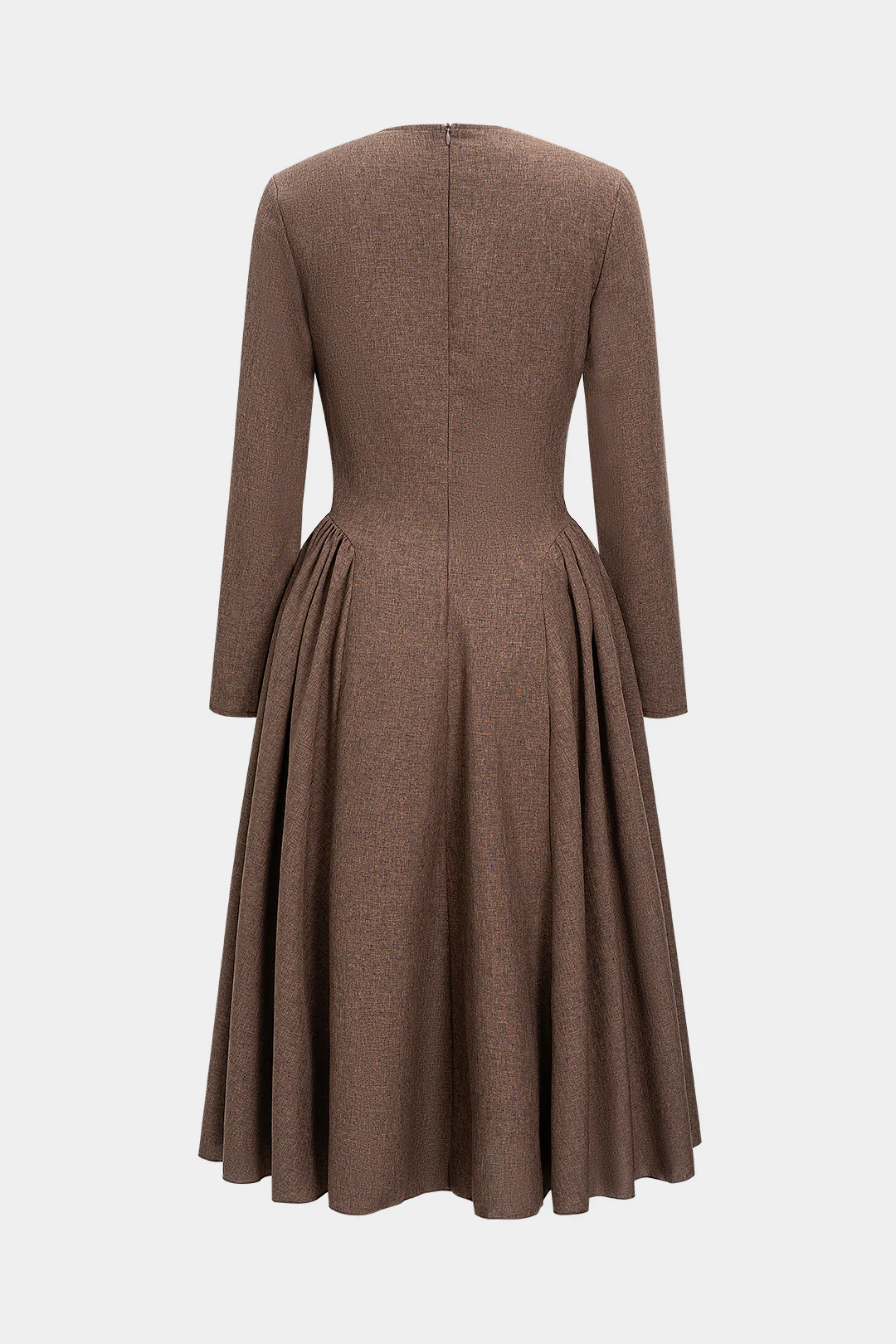 Zipper Cut Out Ruched Long Sleeve Maxi Dress - Weenar