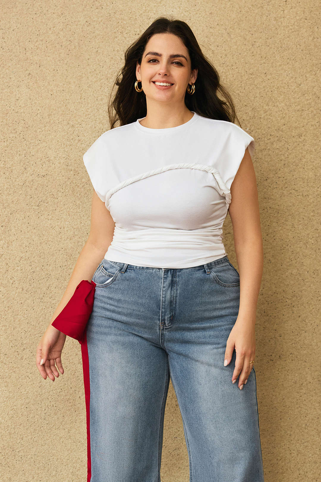 Plus Size Ruched Twist T-Shirt - Weenar