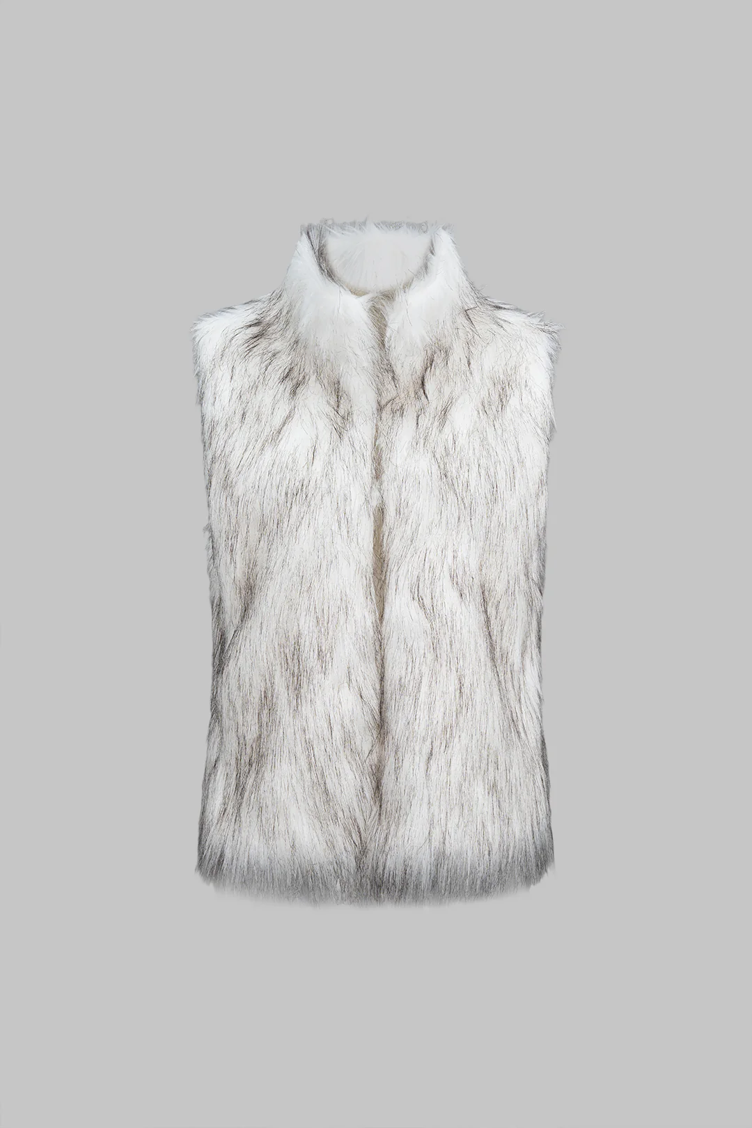 Faux Fur Mock Neck Vest - Weenar