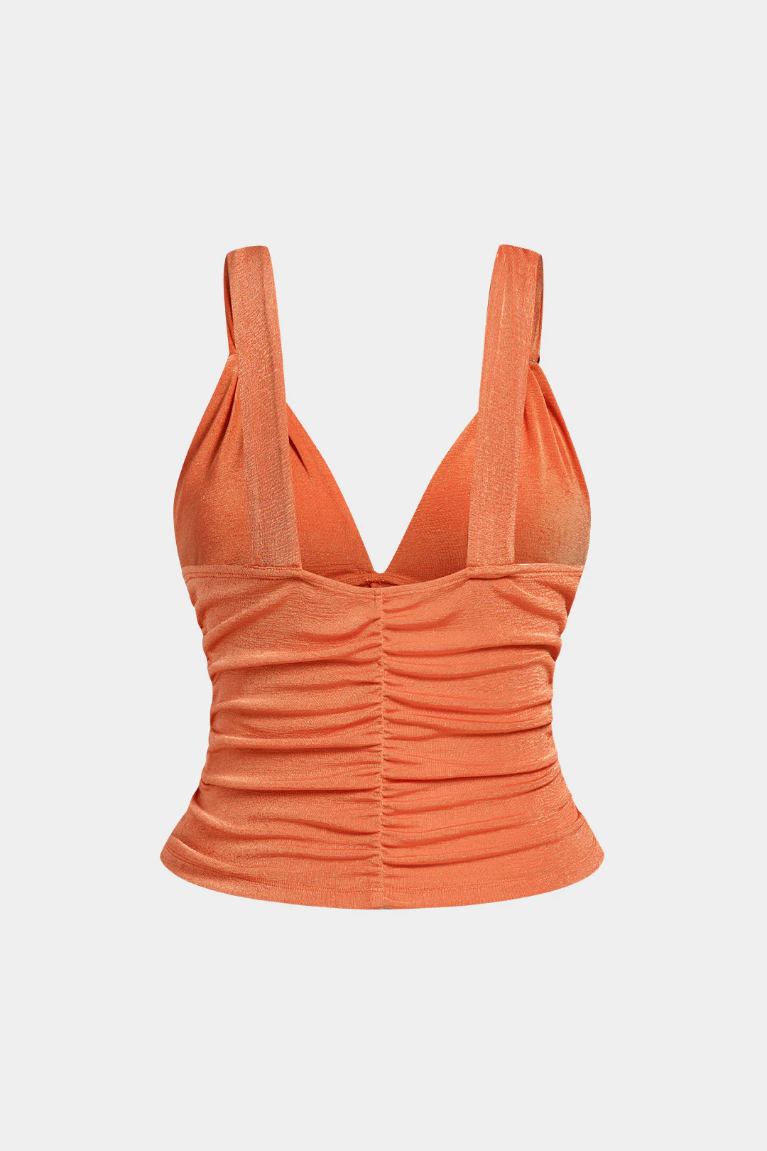 Plus Size V-Neck Metallic Ruched Cami Top - Weenar