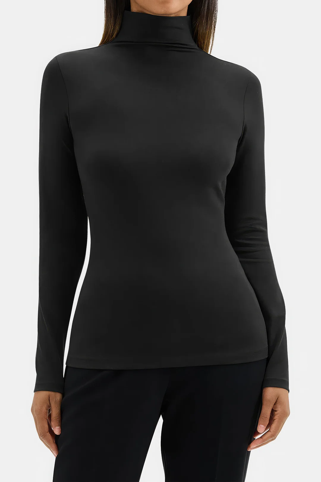 Ruched Mock Neck Long-Sleeve Top - Weenar