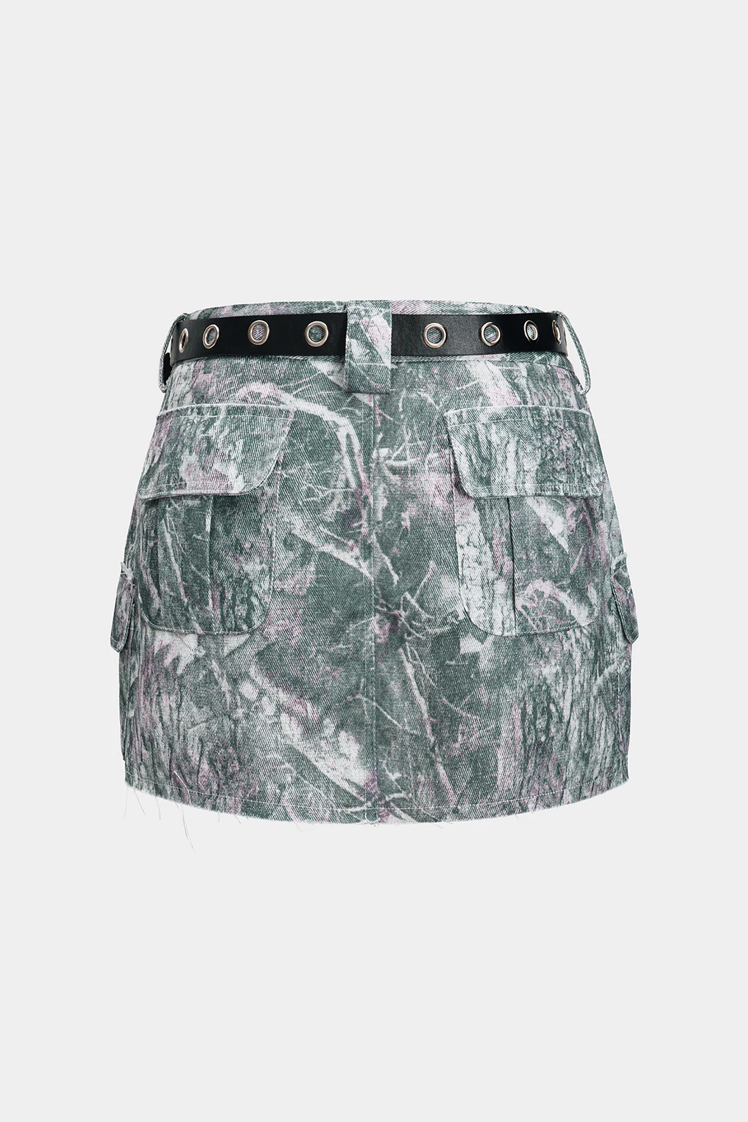 Watercolor Print Belted Skirt - Weenar