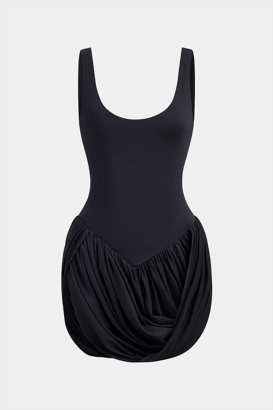 Asymmetrical Ruched High Waist Slip Long Sleeve Mini Dress - Weenar