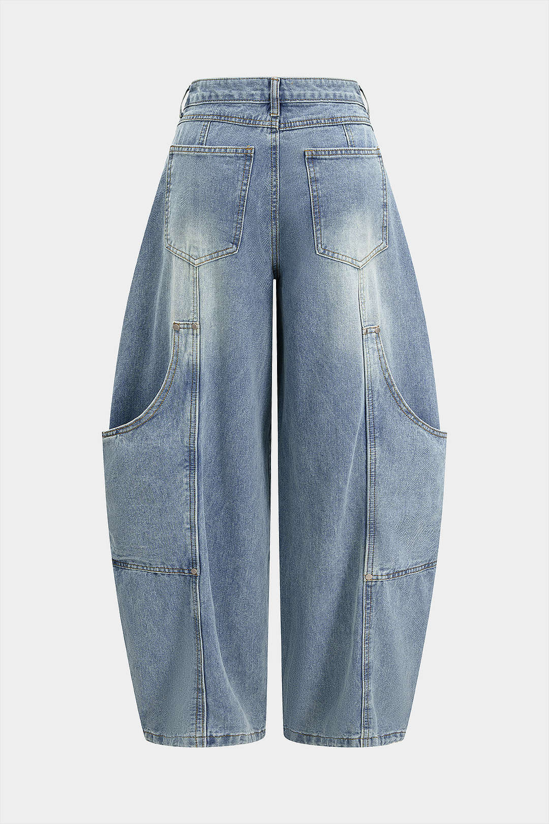Denim Pocket Wide Leg Jeans - Weenar