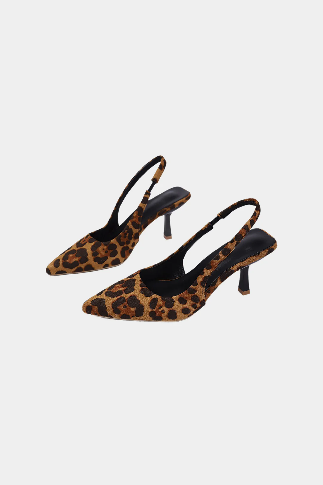 Leopard Print Pointed Toe Heels - Weenar