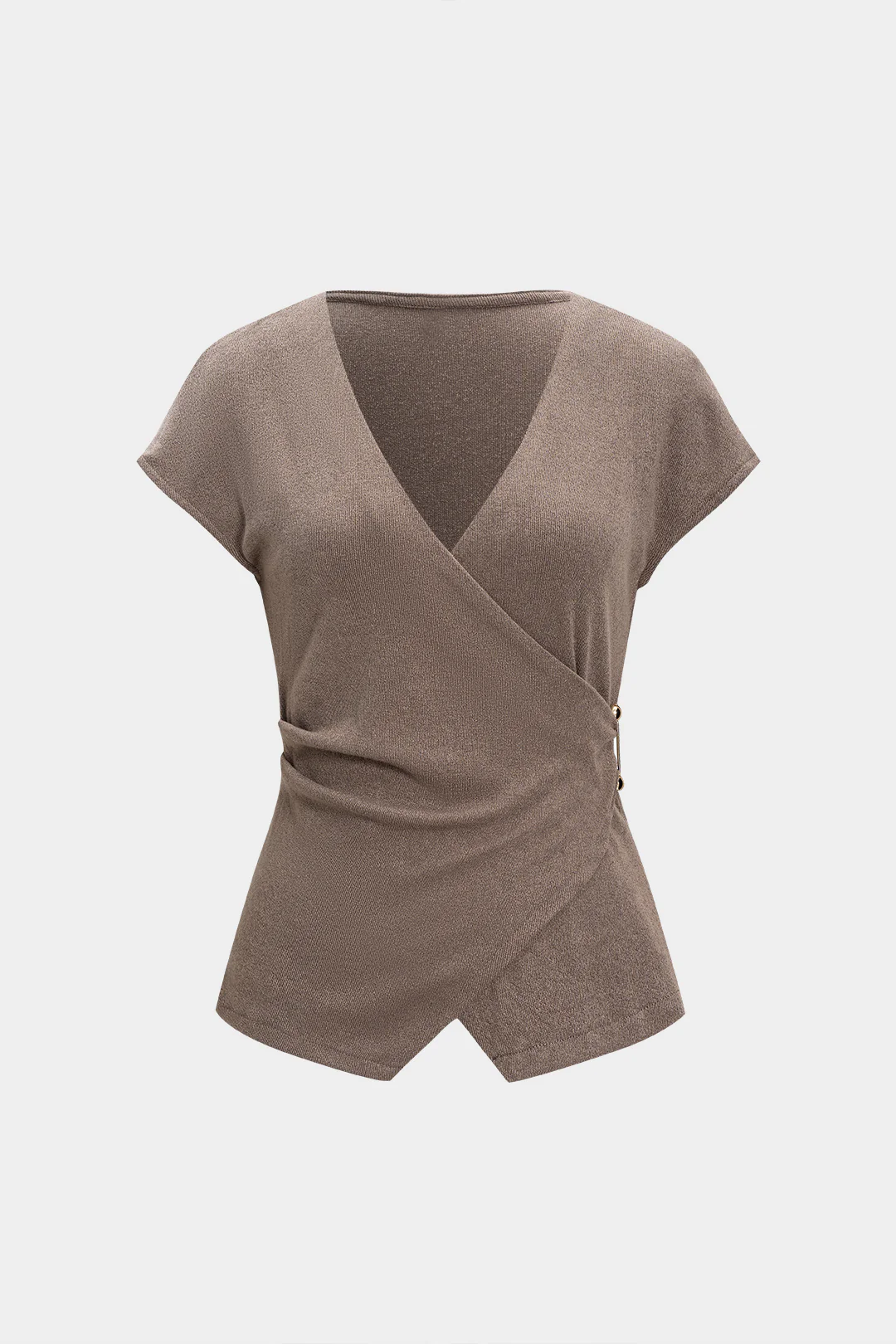 Crossed Ruched Short-Sleeve Top - Weenar