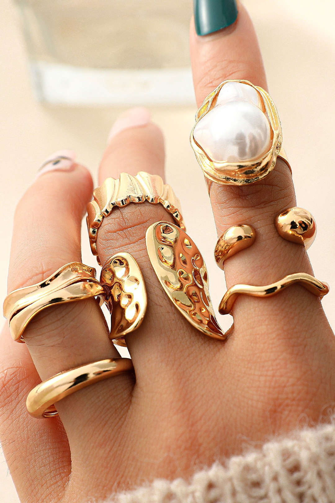 Alloy Irregular Geometric Rings - Weenar