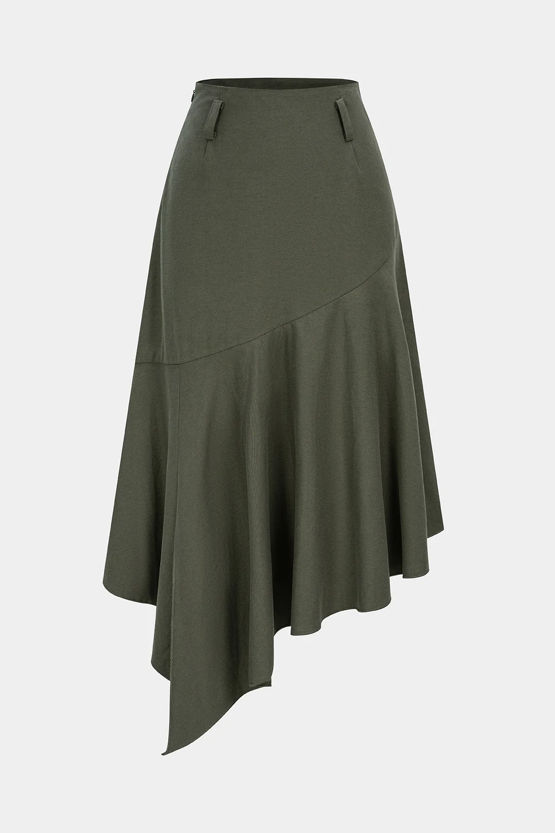 Solid High Waist Irregular Hem Skirt - Weenar