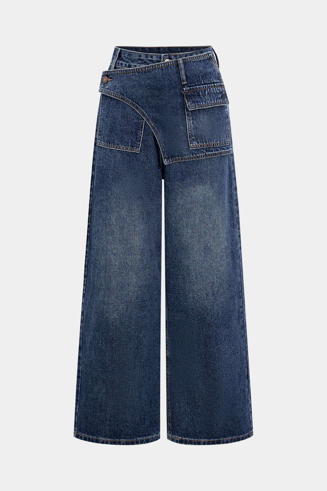 Denim Pocket Asymmetrical Jeans - Weenar