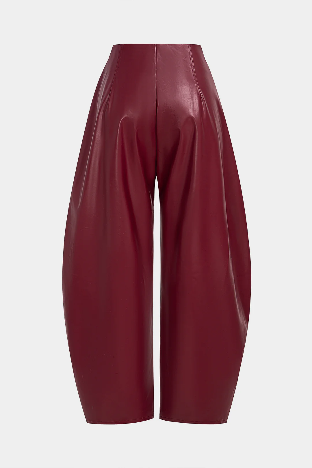 Faux Leather Pleated Zipper Pants - Weenar