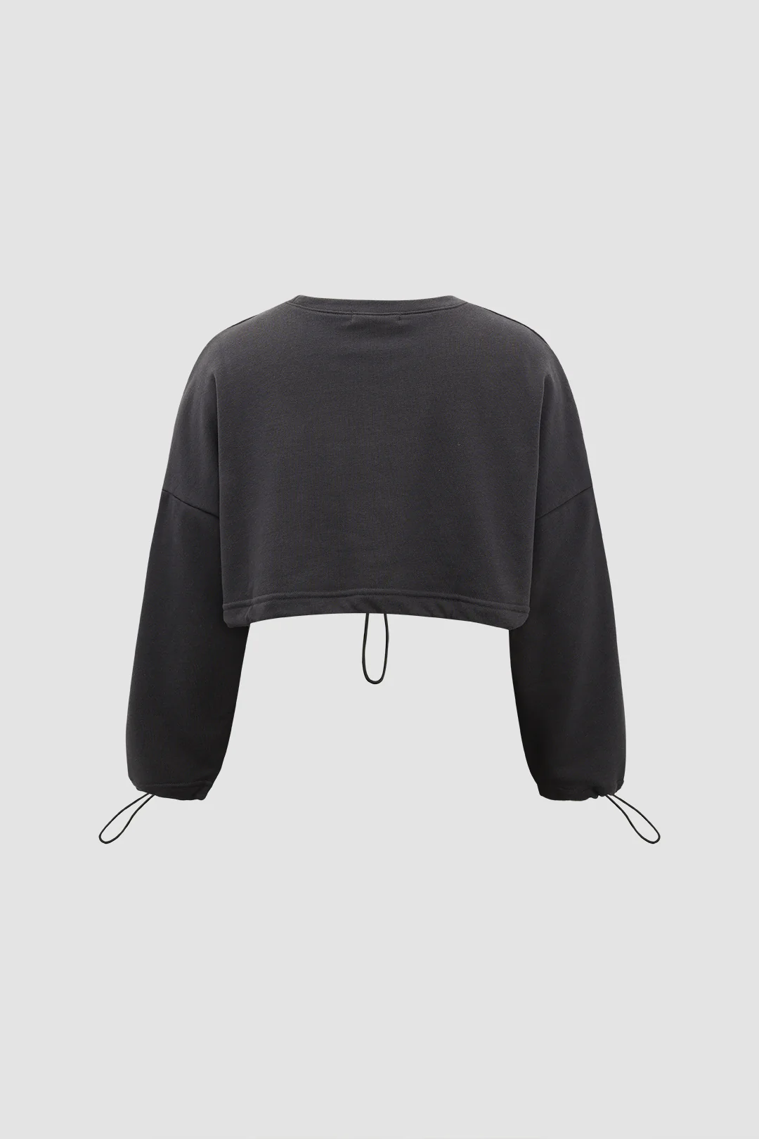 Round Neck Drawstring Long-Sleeve Top - Weenar