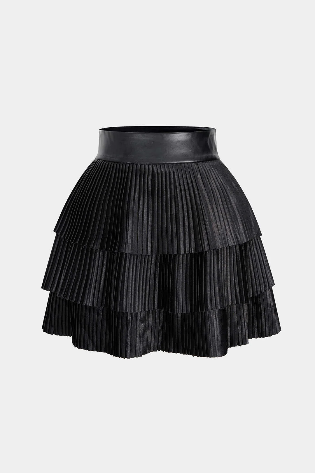 Satin Finish Pleated Layered Skirt - Weenar