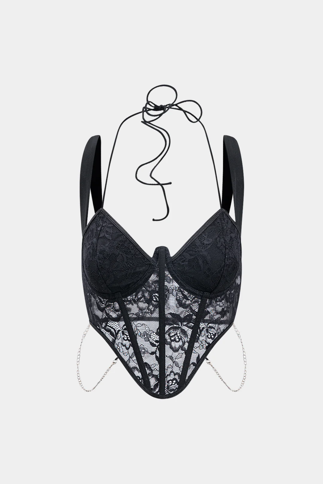 Lace Halter Neck Tie Up Cami Top - Weenar