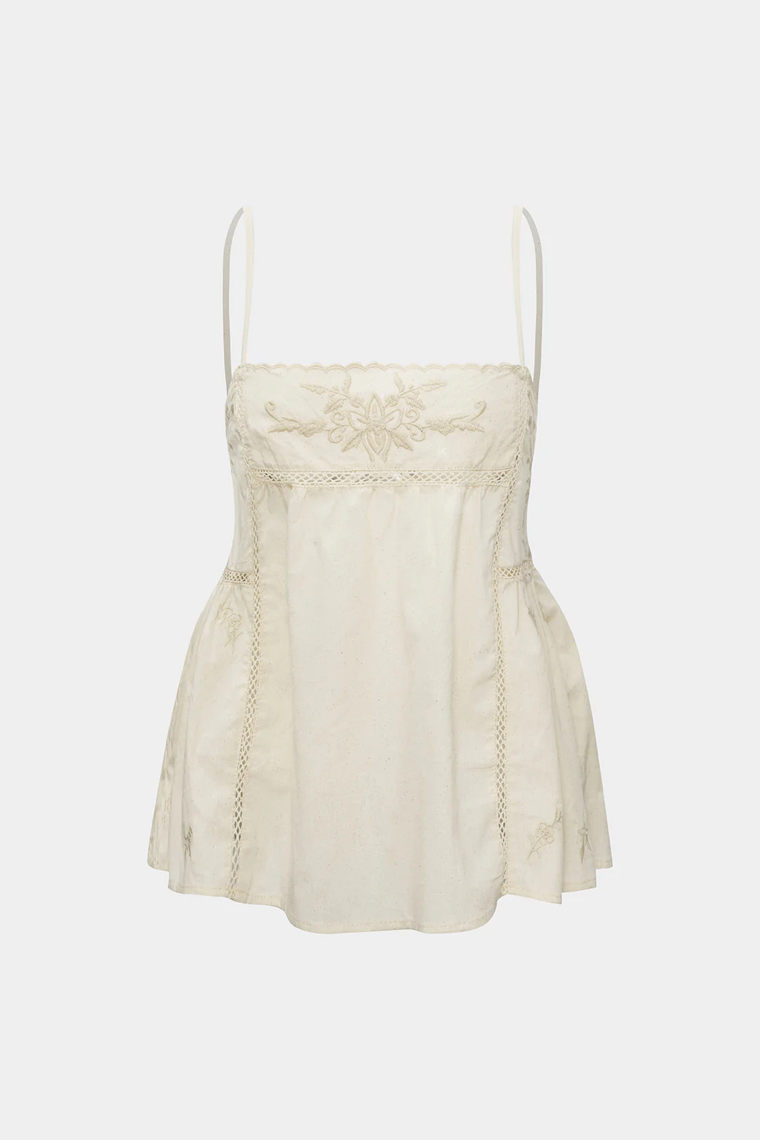 Embroidery Print Ruched Backless Cami Top - Weenar