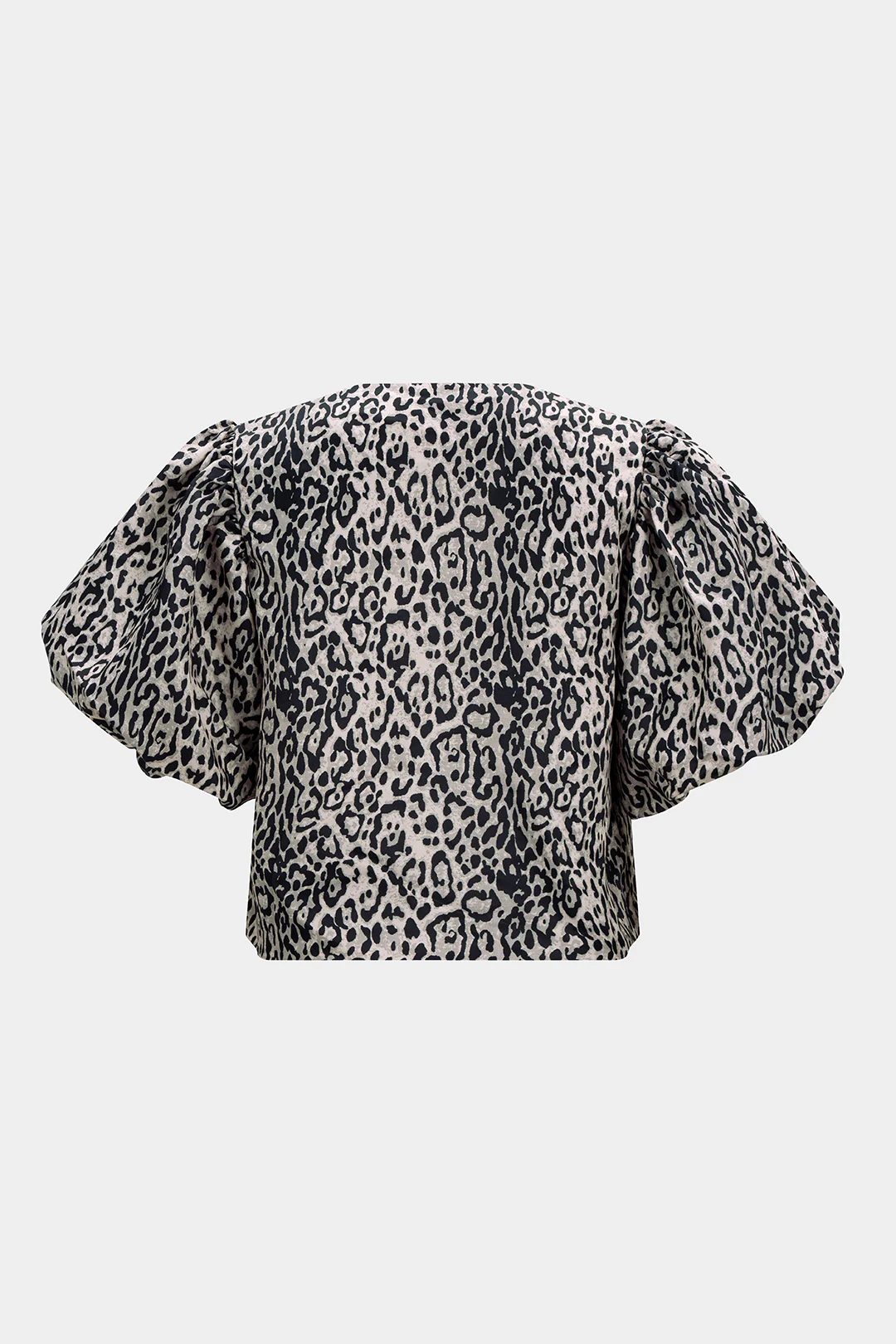 Leopard Print Button Puff Sleeve Shirt - Weenar