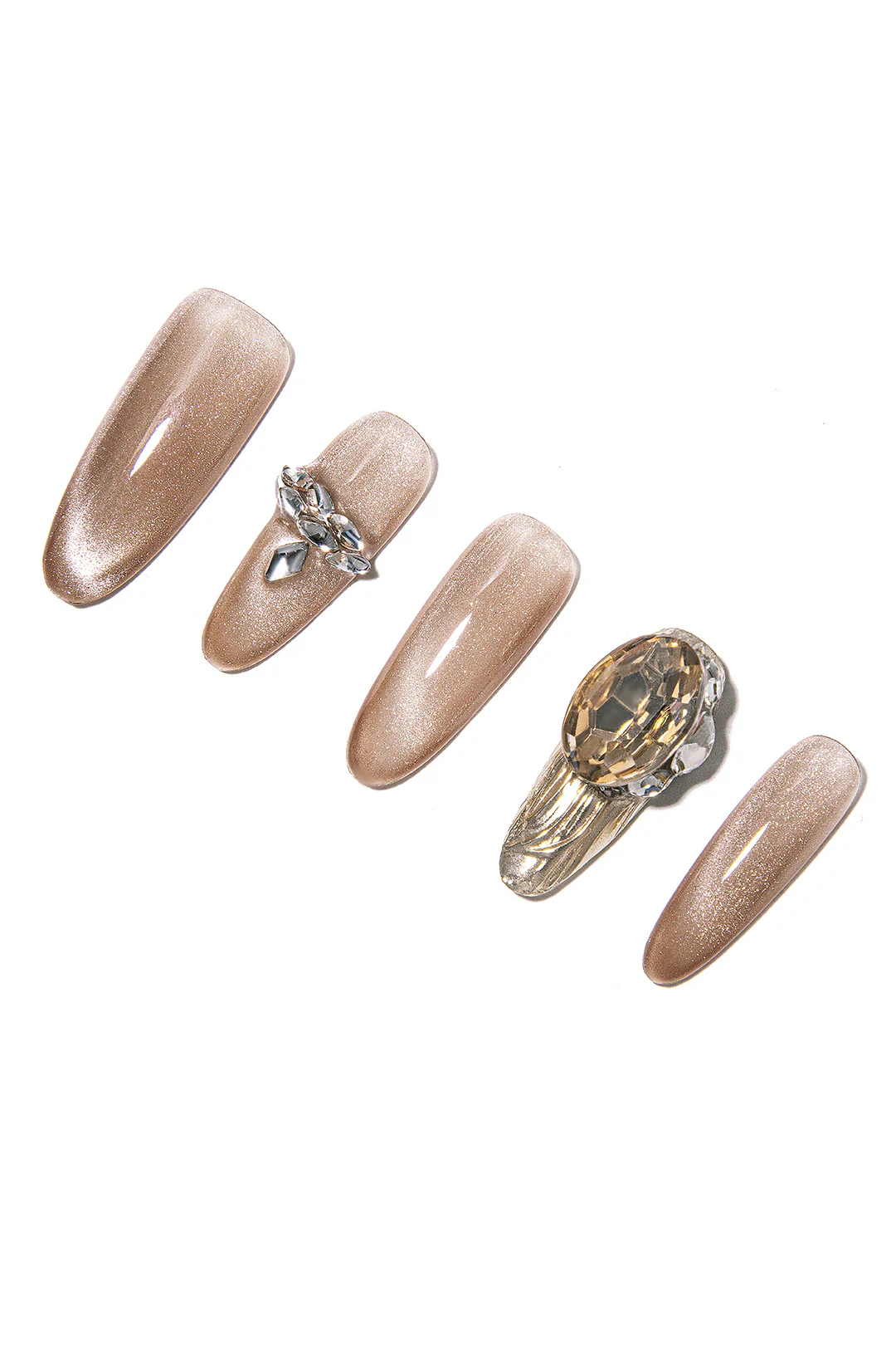 Cat Eye Rhinestone Decor Press-On Nails - Weenar
