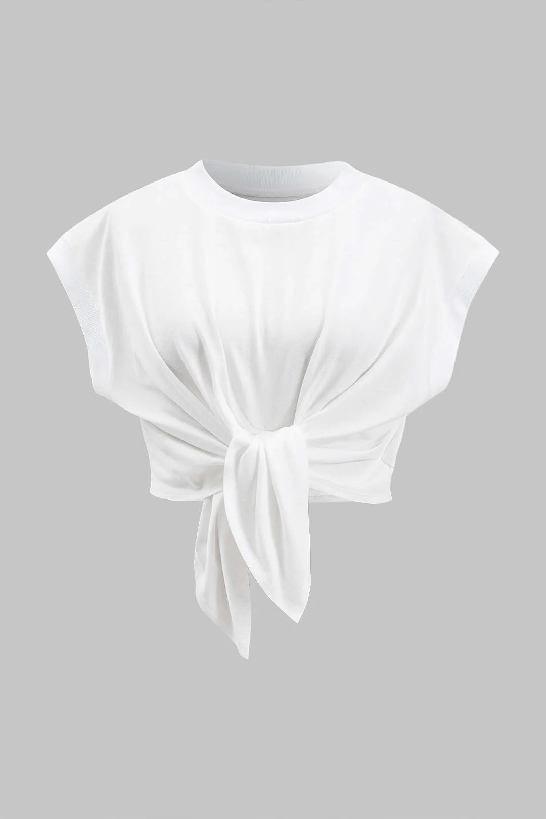 Plus Size Ruched Tie Front Short Sleeve T-Shirt - Weenar