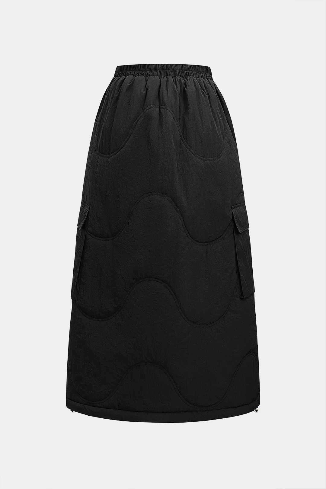Seamdetail Shirred Waistband Pocket Skirt - Weenar