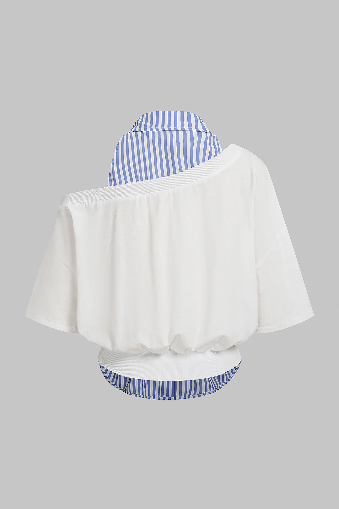 Patchwork Asymmetrical Short Sleeve T-Shirt - Weenar