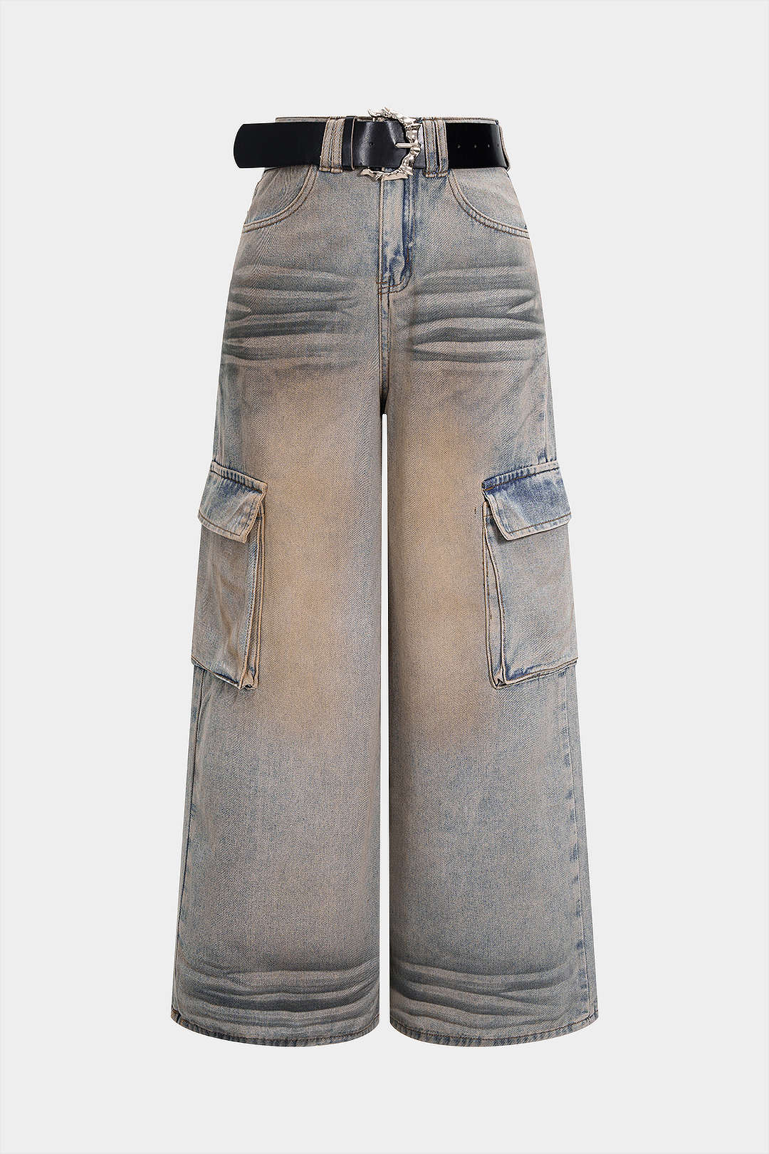 Denim Washed Belted Jeans - Weenar