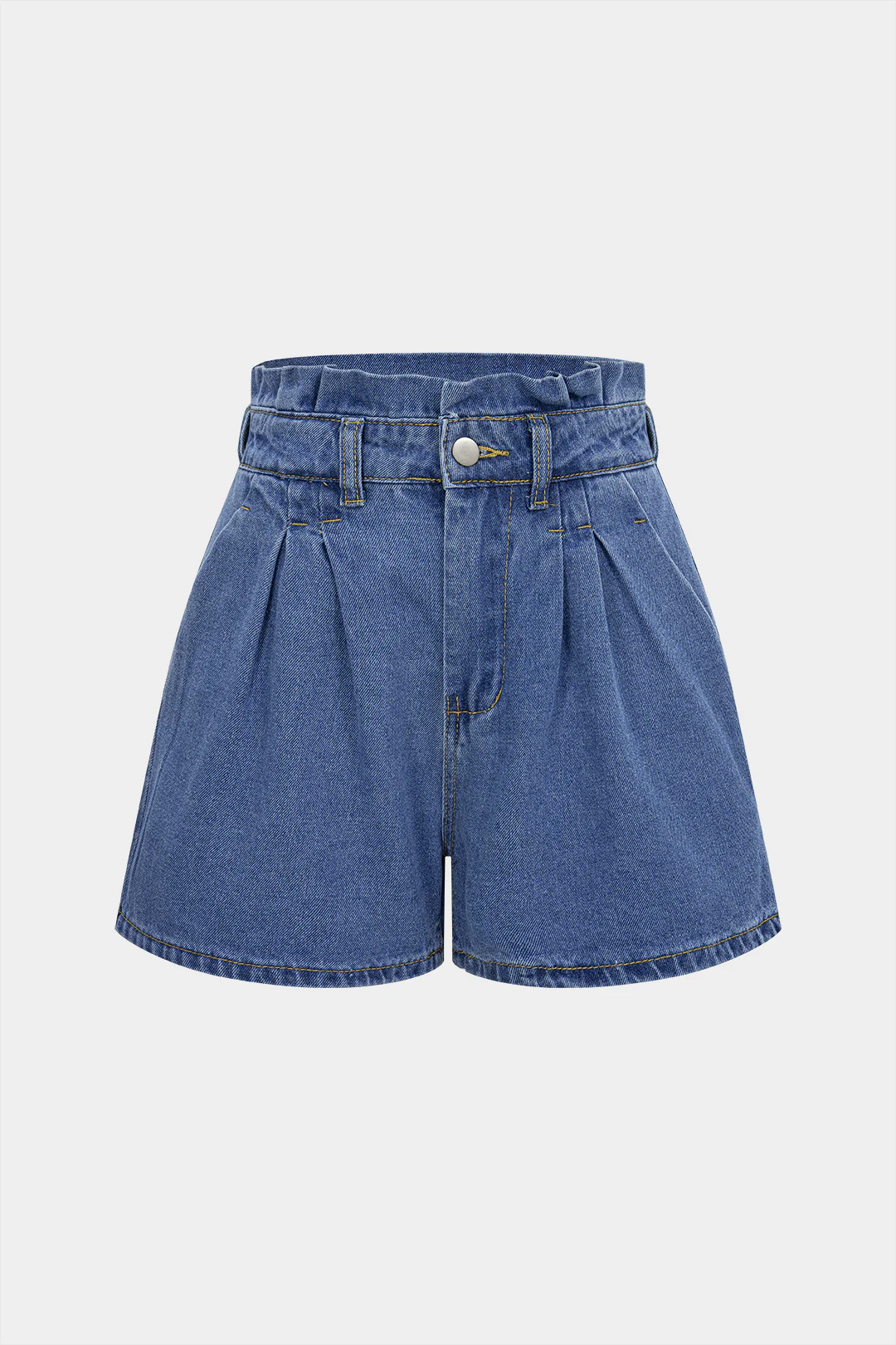 Denim Belted Ruched Shorts - Weenar