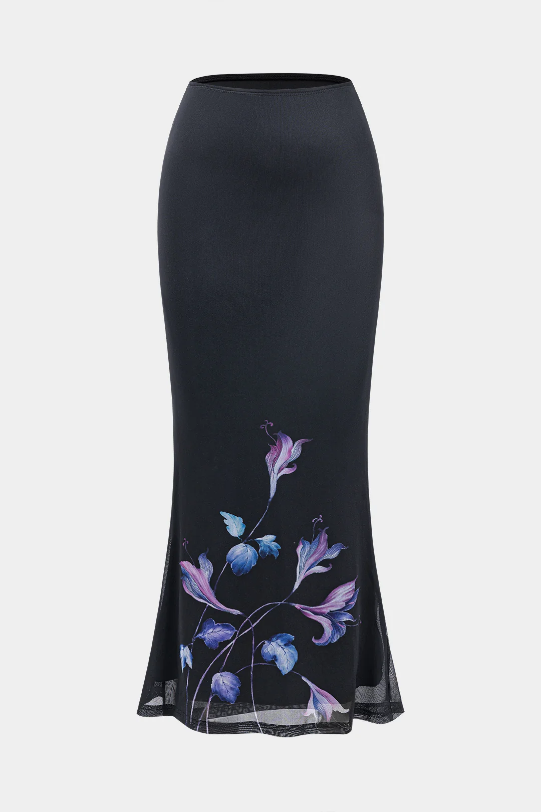 Mesh Floral Print Low Waist Skirt - Weenar