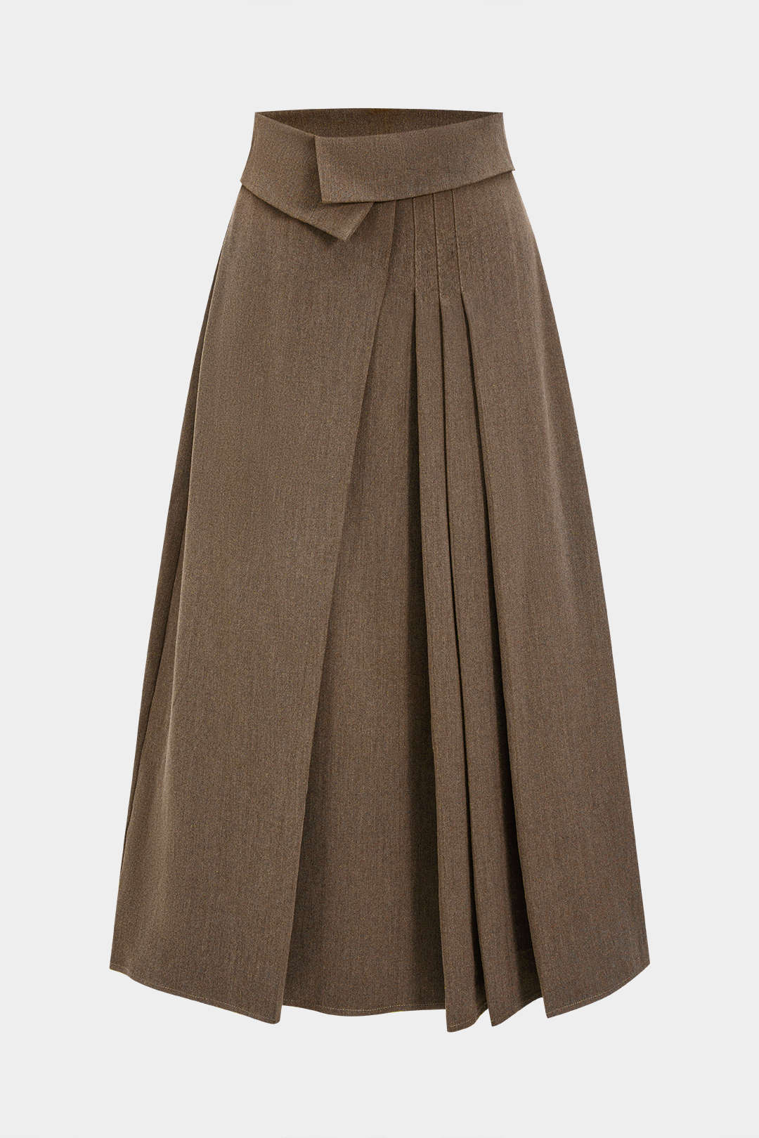Pleated High Waist Asymmetrical Skirt - Weenar
