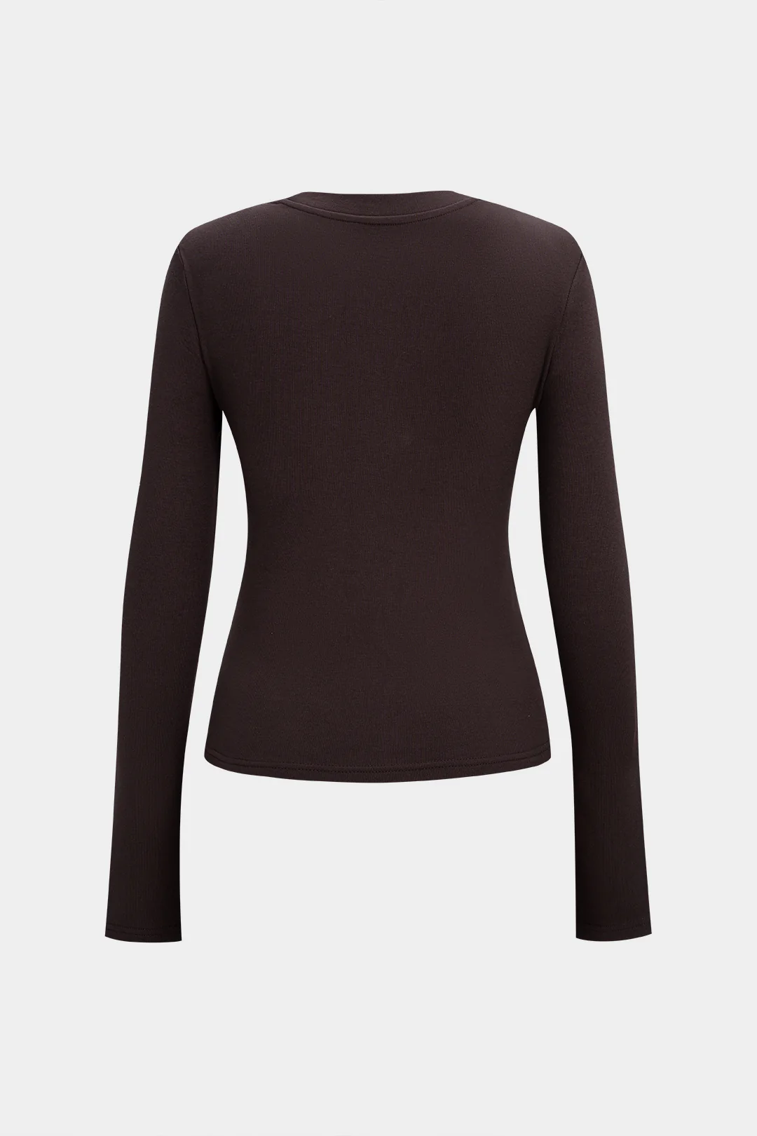Round Neck Button Asymmetrical Long-Sleeve Top - Weenar