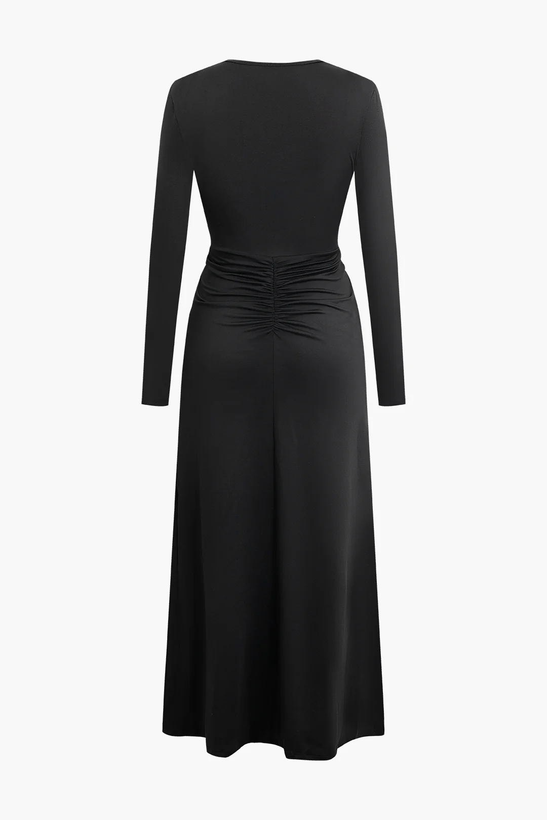 V-Neck Twist Knot Long Sleeve Maxi Dress - Weenar