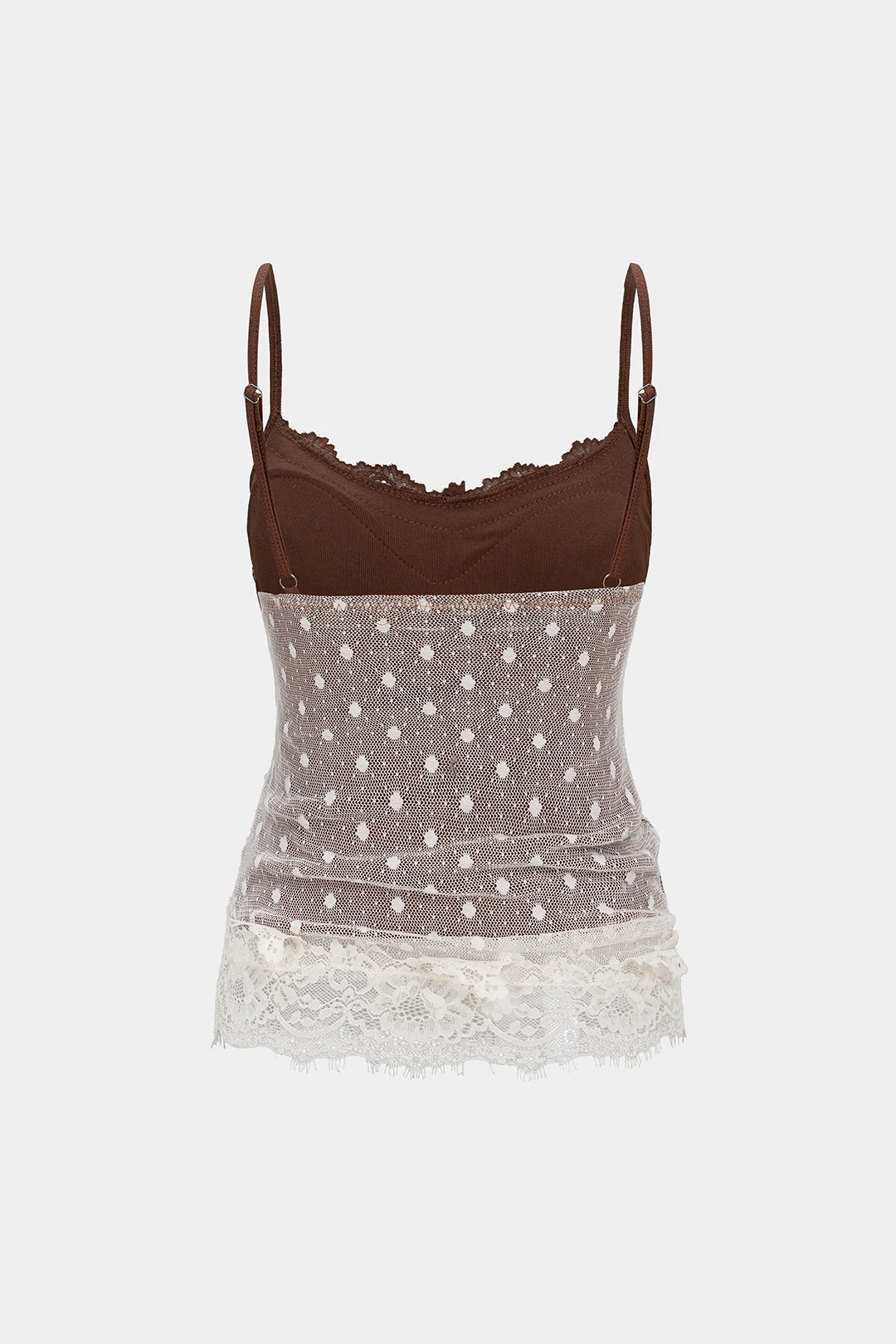 Contrast Polka Dots Lace Cami Top - Weenar