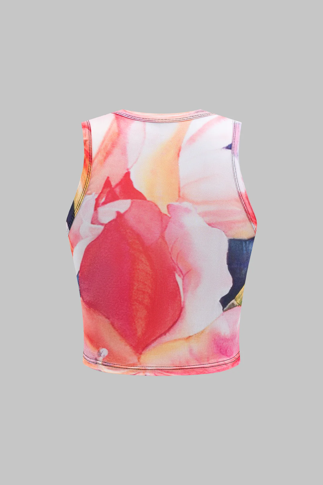 Contrast Abstract Floral Print Round Neck Tank Top - Weenar