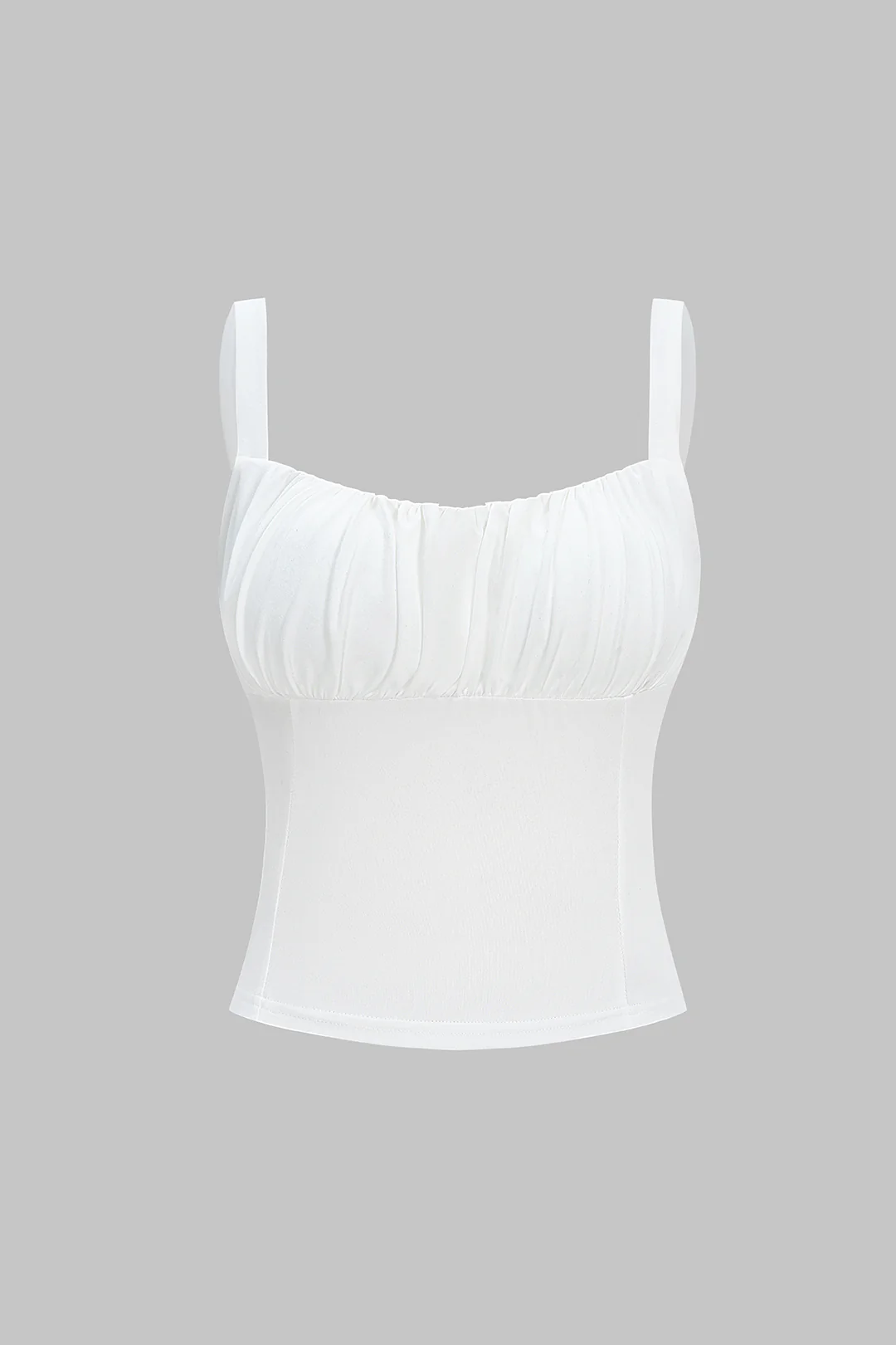Solid Square Neck Ruched Cami Top - Weenar