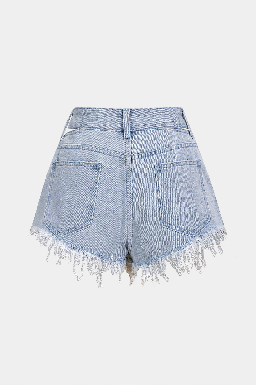 Denim Cut Out Ripped Cut Out Pocket Shorts - Weenar