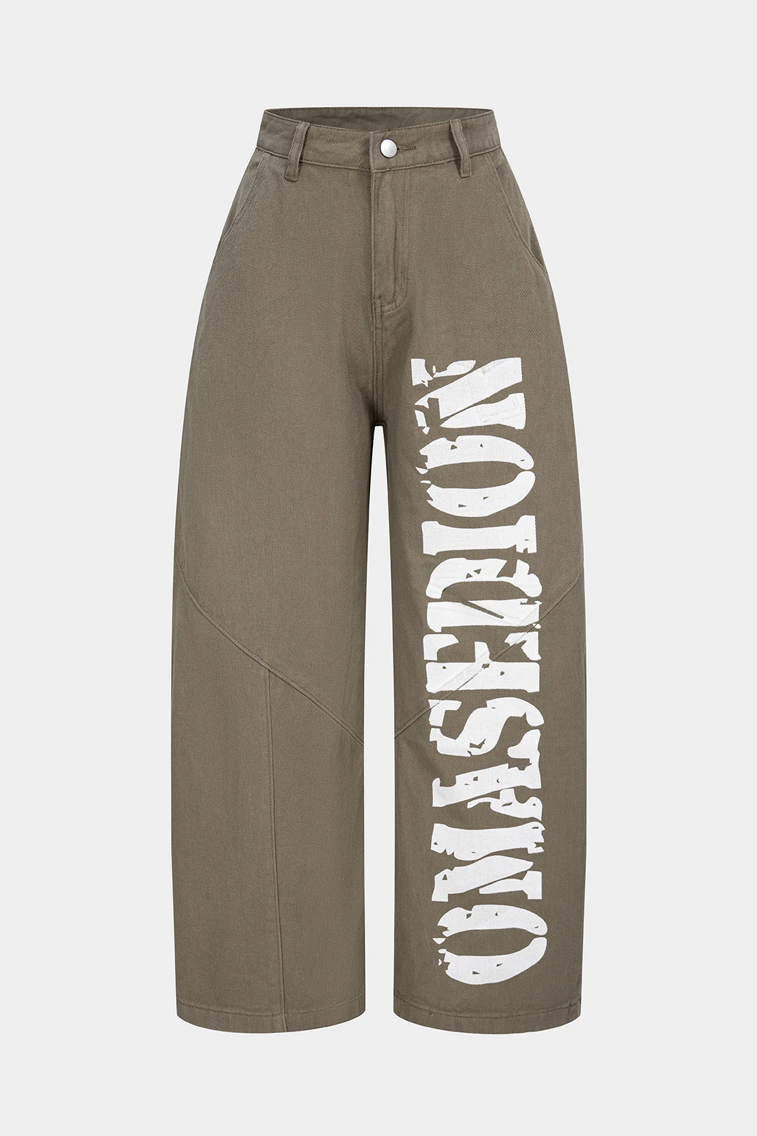 Denim Letter Print Wide Leg Jeans - Weenar