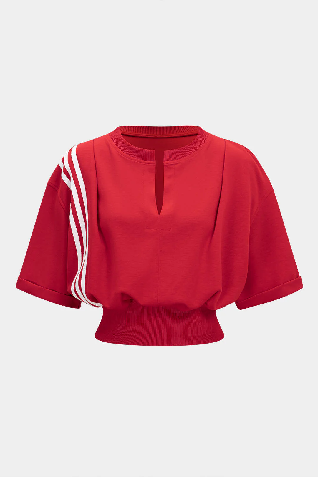 Contrast Stripes V-Neck Top - Weenar