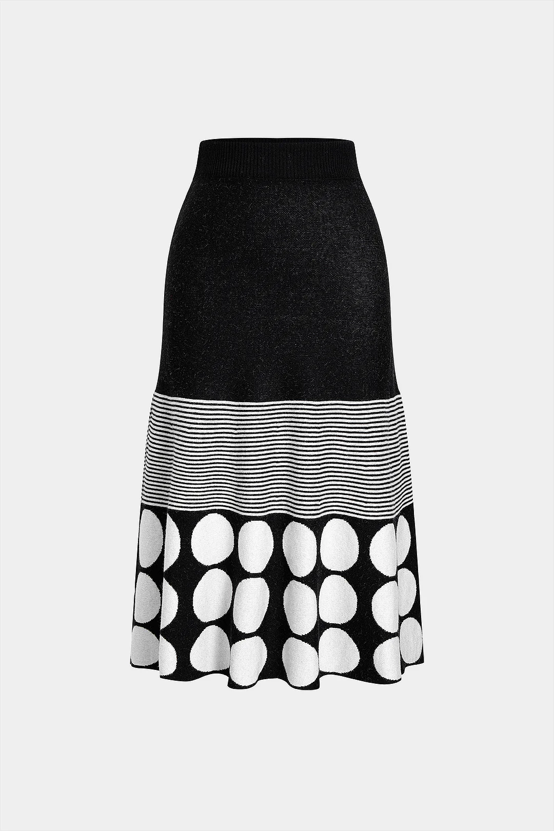 Knit Contrast A-Line Skirt - Weenar