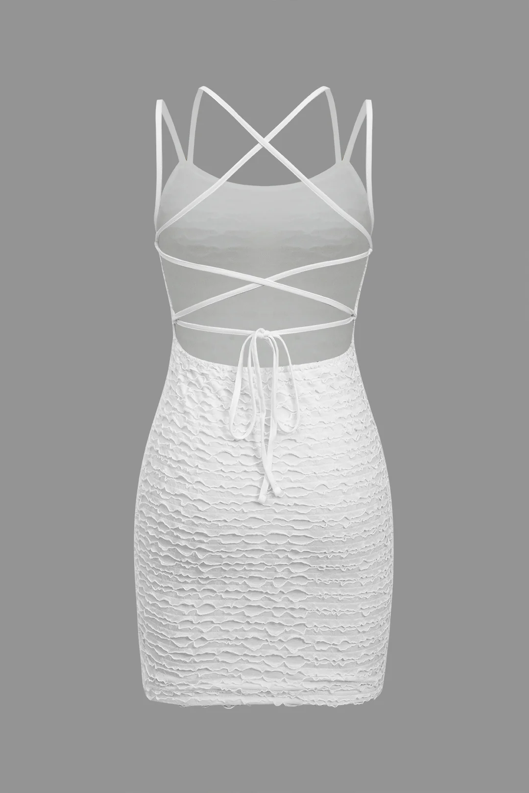 Tie Up Backless Sleeveless Mini Dress - Weenar