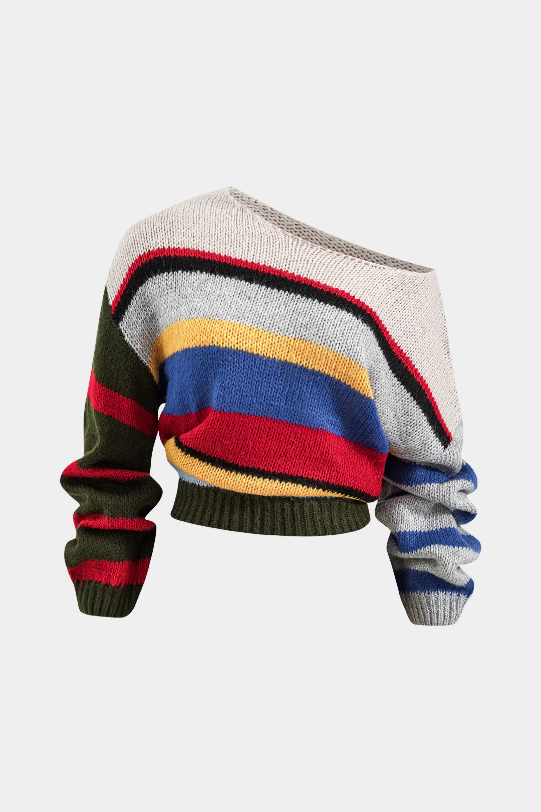 Basic Knit Color Block Long-Sleeve Top - Weenar