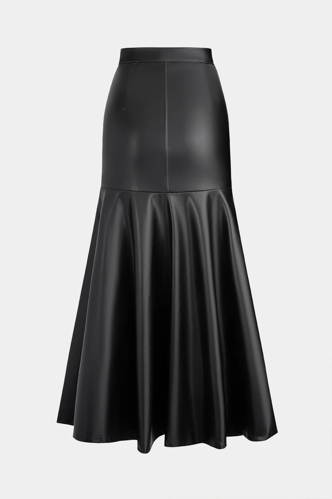 Faux Leather Ruched High Waist Skirt - Weenar