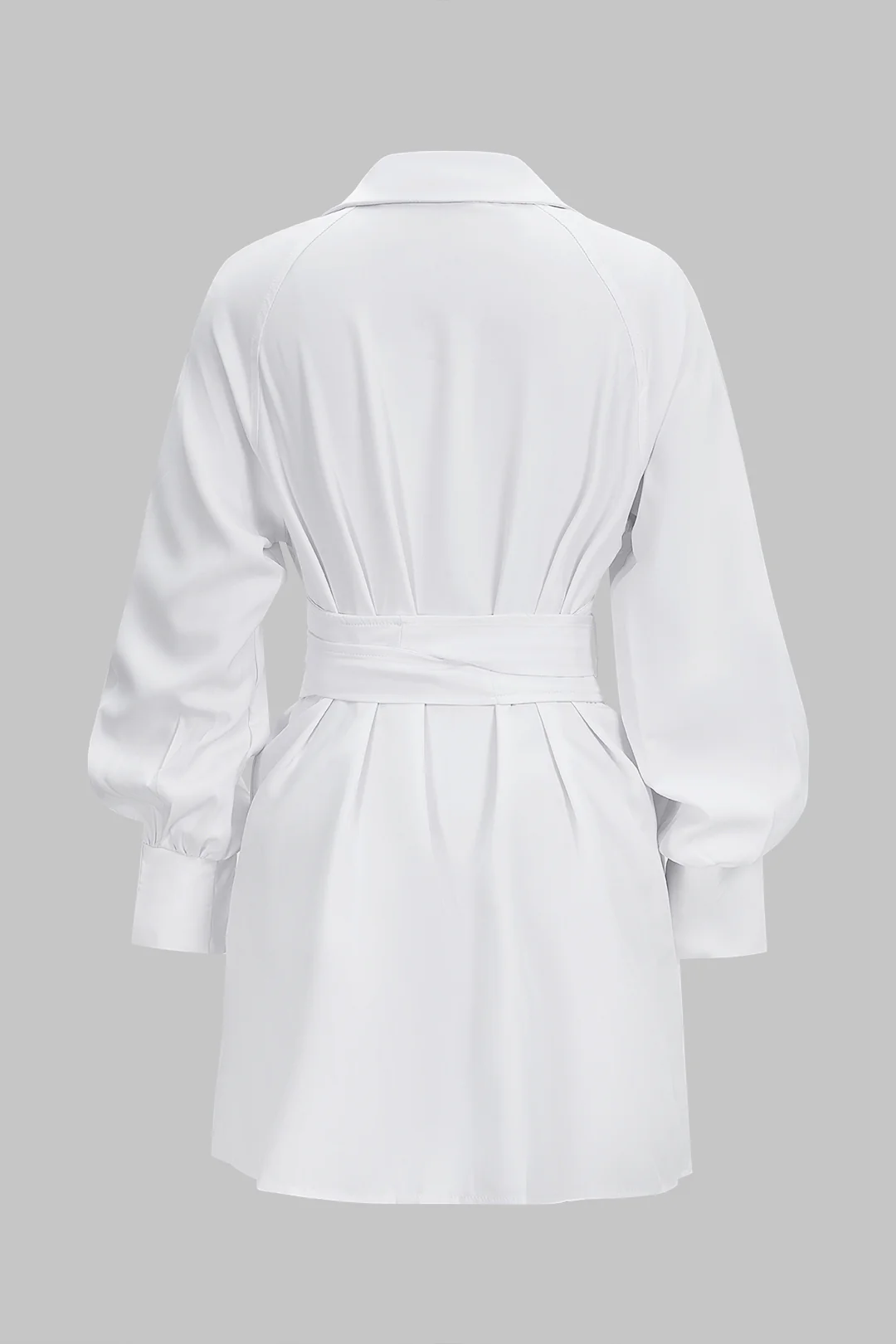 Lapel Tie-Up Long Sleeve Mini Dress - Weenar