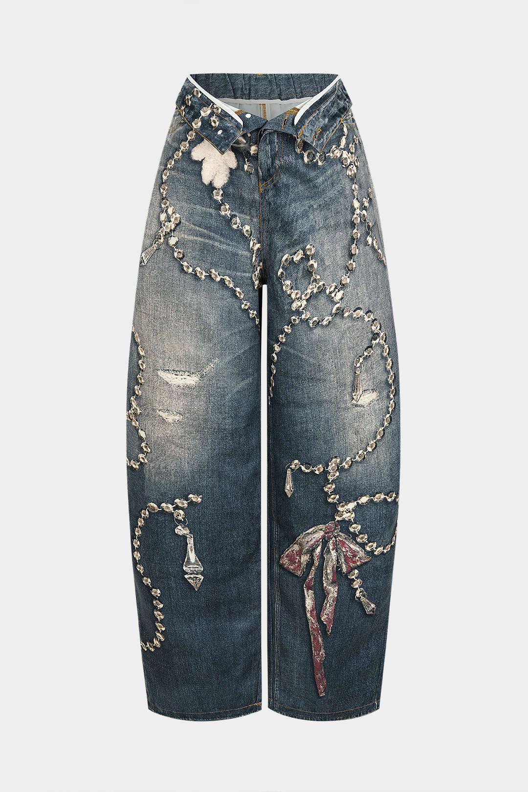 Artistic Denim High Waist Wide Leg Pants - Weenar