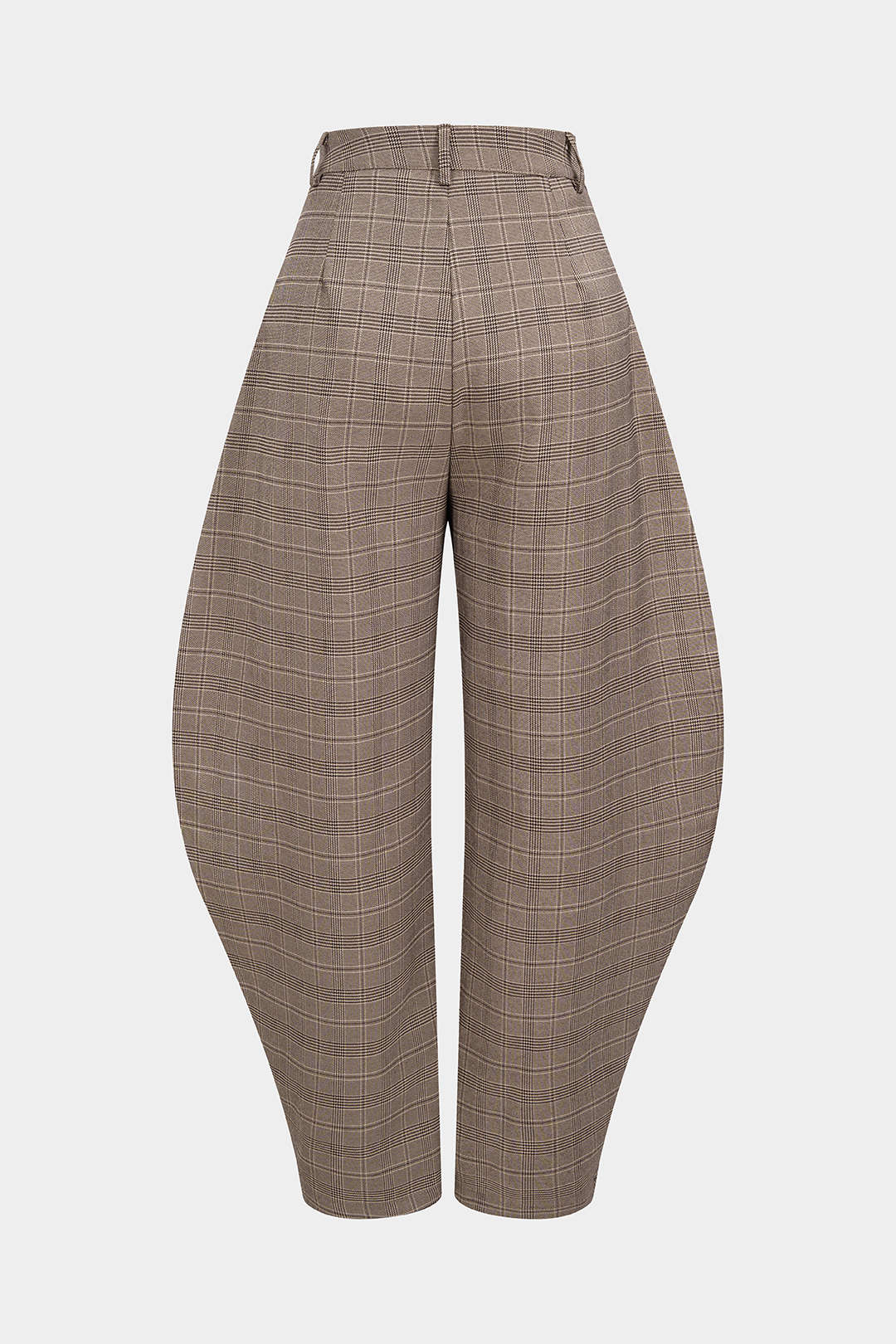 Plaid Print High Waist Barrel Pants - Weenar
