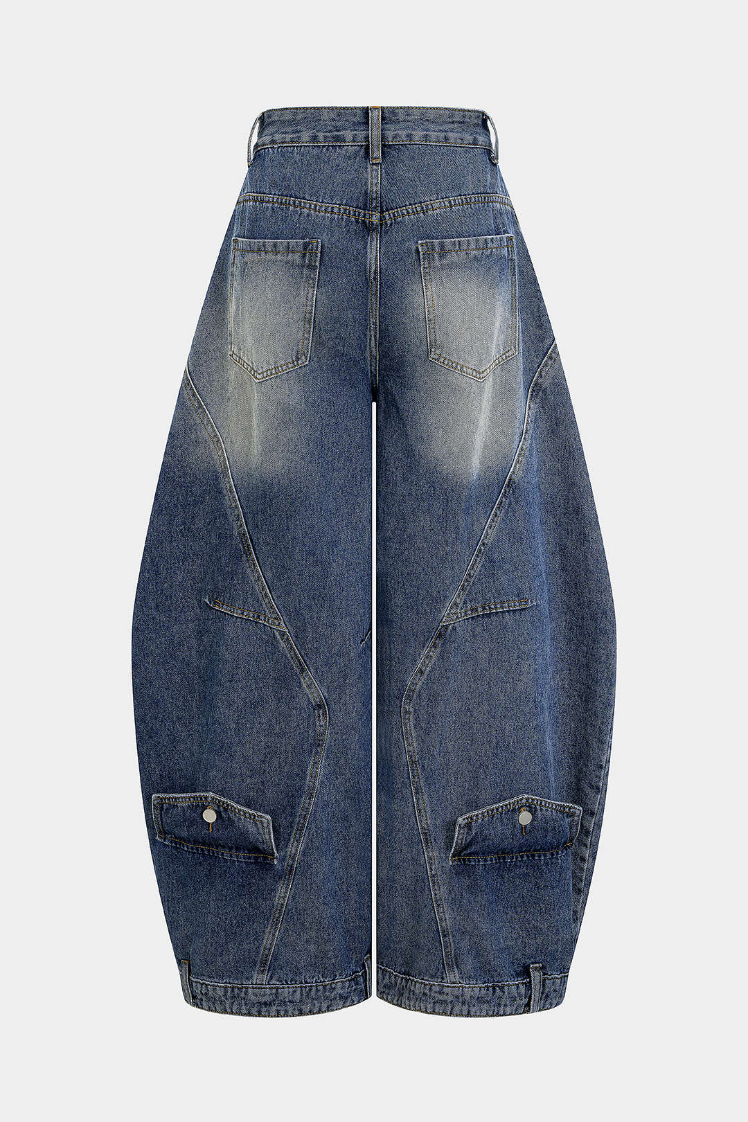 Denim Washed High Waist Barrel Jeans - Weenar