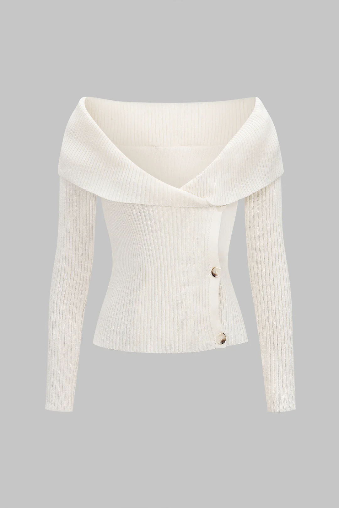 Knit Off Shoulder Ribbed Long-Sleeve Top - Weenar