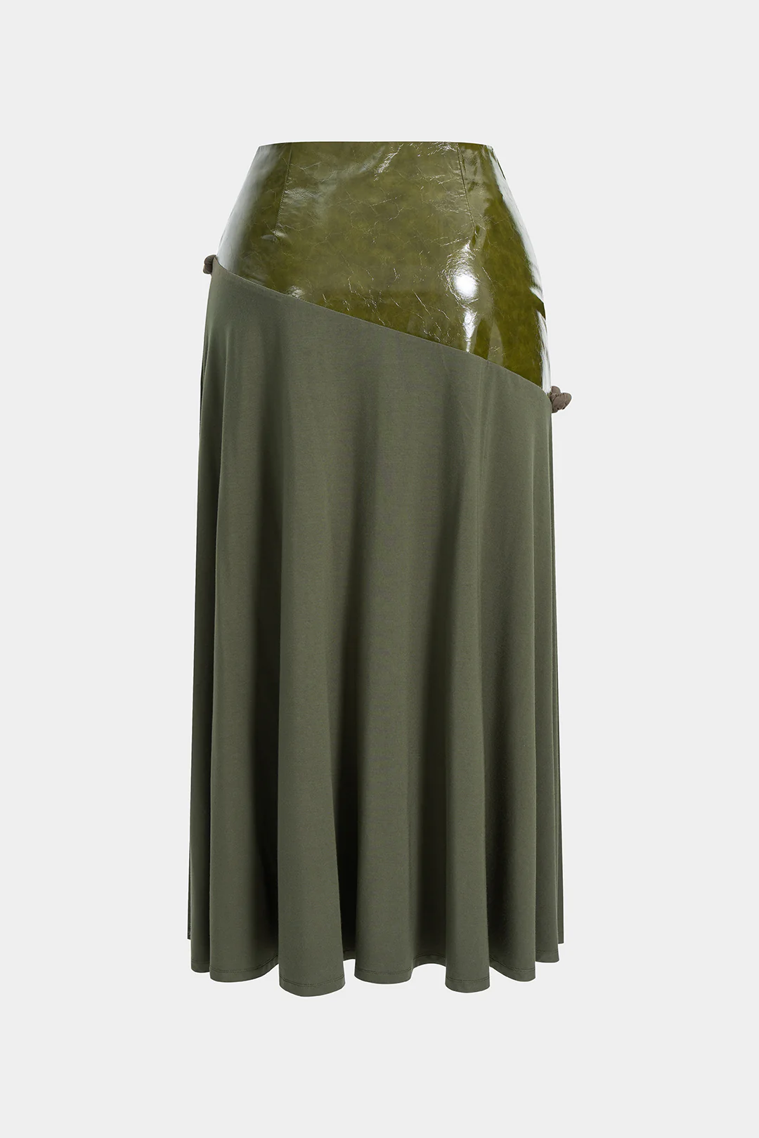 Plus Size Faux Leather Twist Knot Patchwork Skirt - Weenar