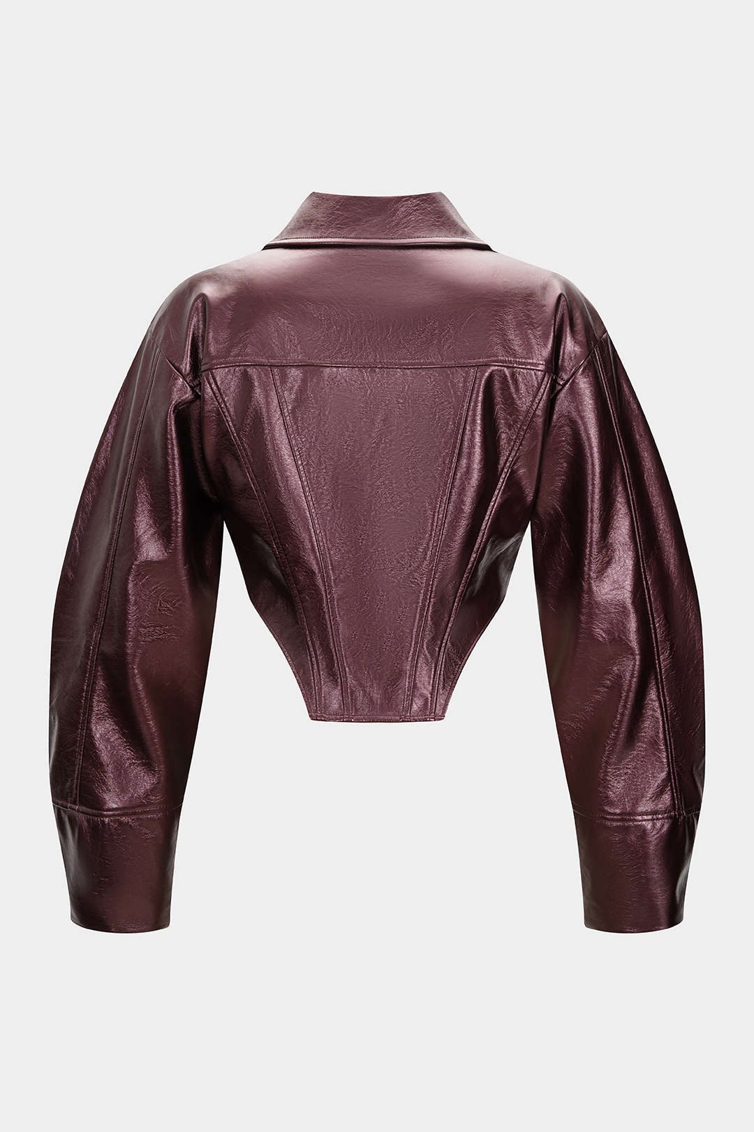 Faux Leather Zipper Corset Jacket - Weenar