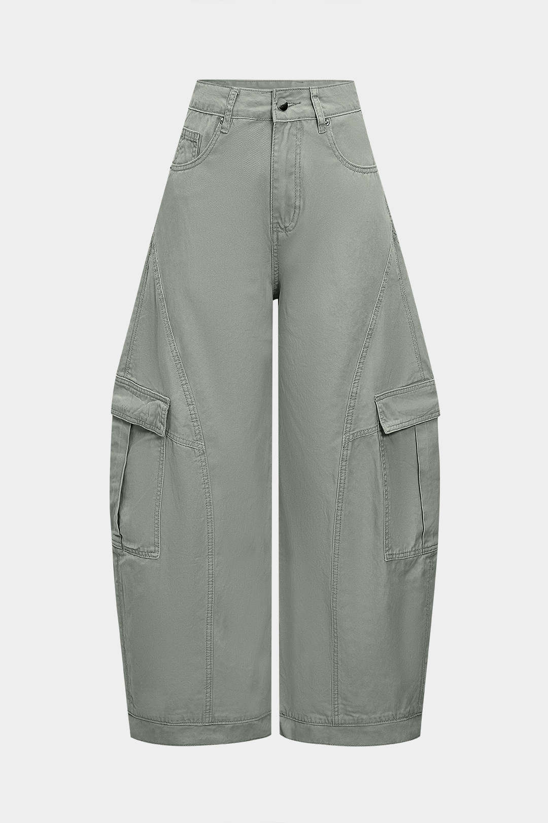 Pocket Wide Leg Barrel Trousers - Weenar