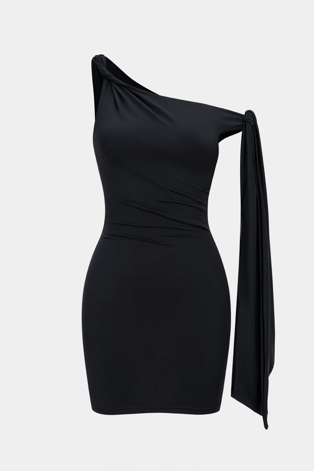 One Shoulder Asymmetric Twist Knot Sleeveless Mini Dress - Weenar