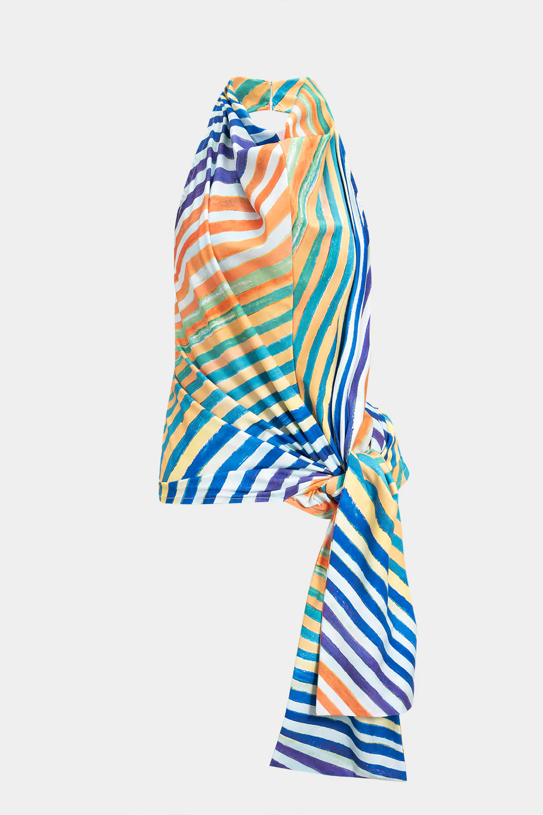 Contrast Stripe Print Tie-Up Tank Top - Weenar