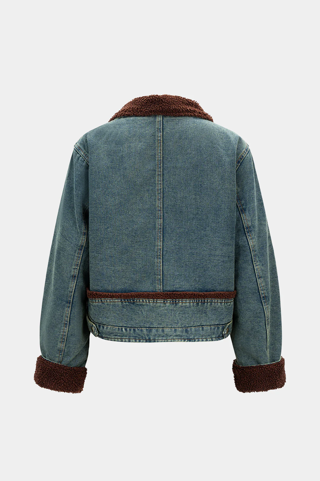 Denim Patchwork Button Fake Pockets Outerwear - Weenar